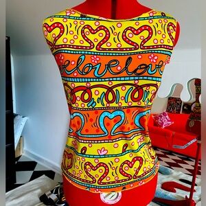 Nally & Millie Love Print Boatneck Top